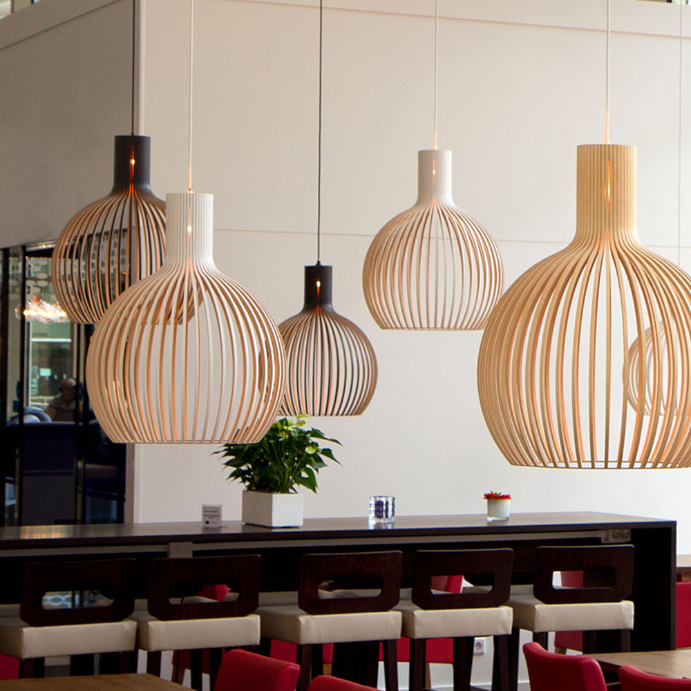 Unique Birdcage Wooden pendant light For Kitchen Island Living room