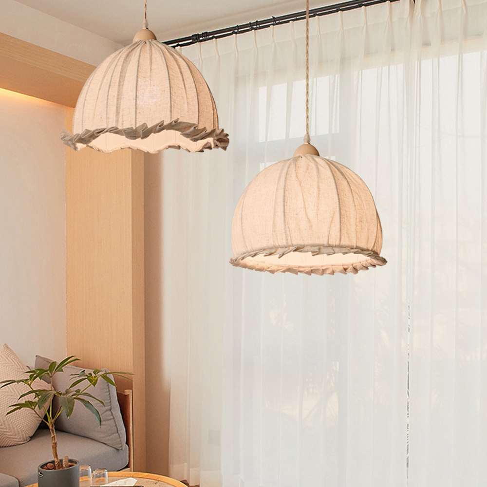 Minimalist Cotton Linen Fabric Chandelier Japanese-style Retro Pendant Light