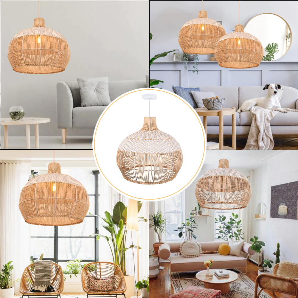 Handwoven Rattan Kitchen Island Pendant Lighting   13 20 