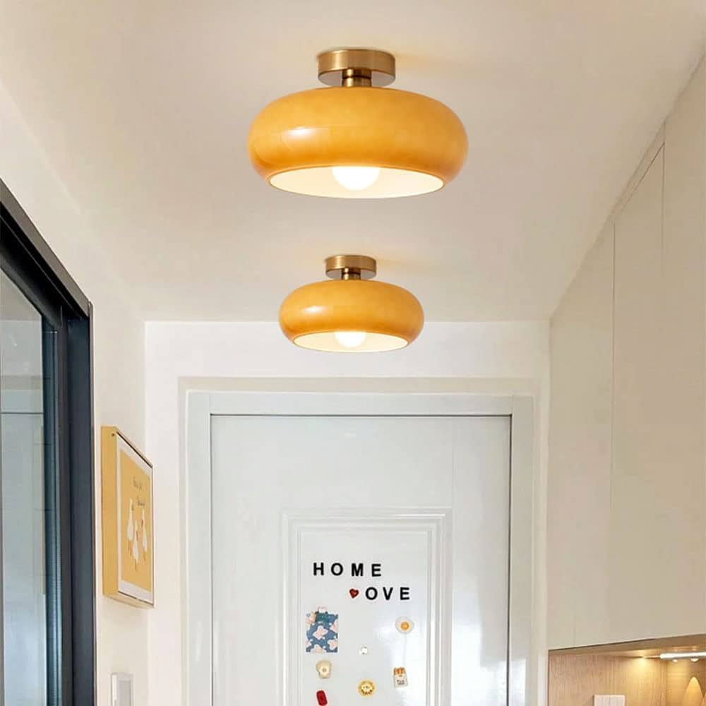 Retro Balcony Room Glass Ceiling Lamp Medievil Entrance Hall Bauhaus Corridor Aisle Study Light Fixture