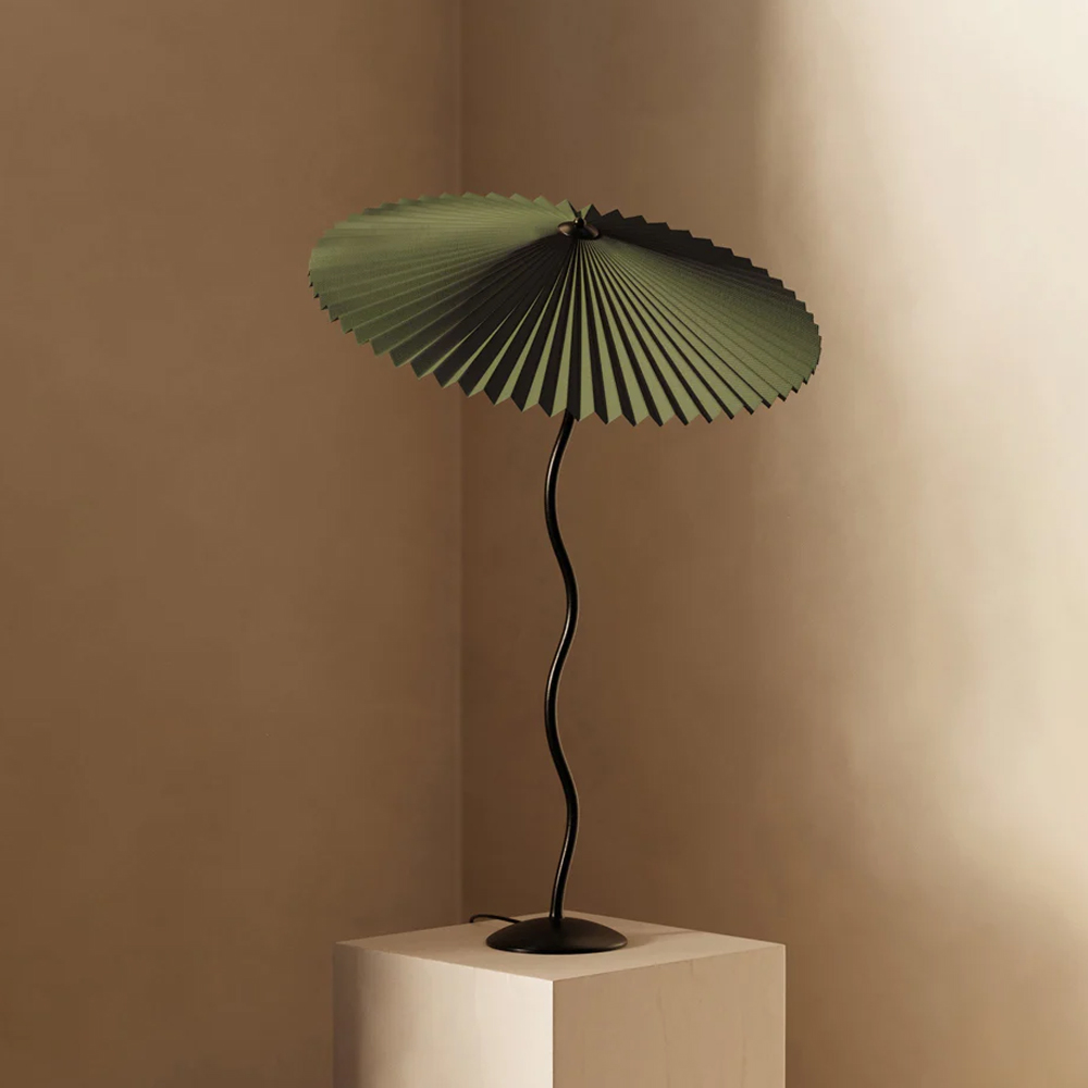 Modern Squiggle Table Lamp Pleated Umbrella Desk Lamp