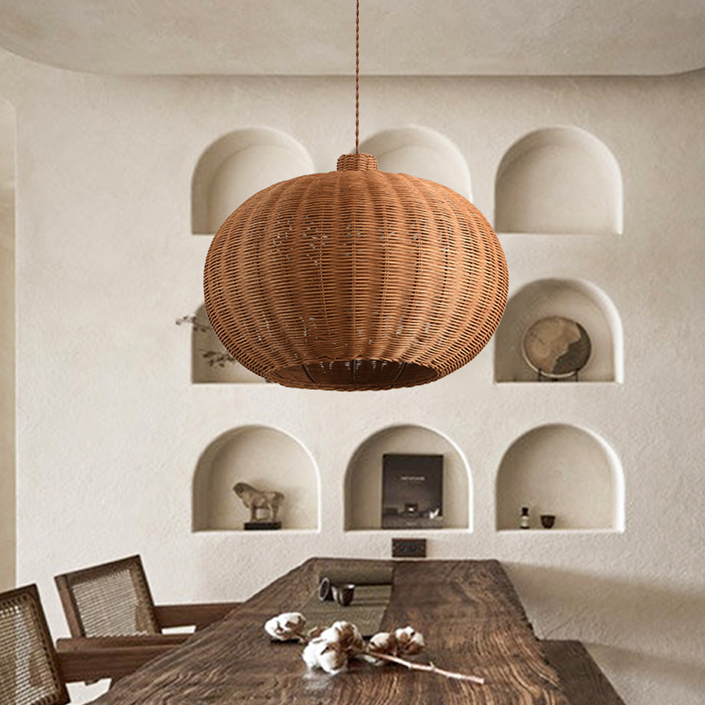 Wabi-sabi Rattan Hanging Light Bird's Nest Hand-woven Retro Lampshade