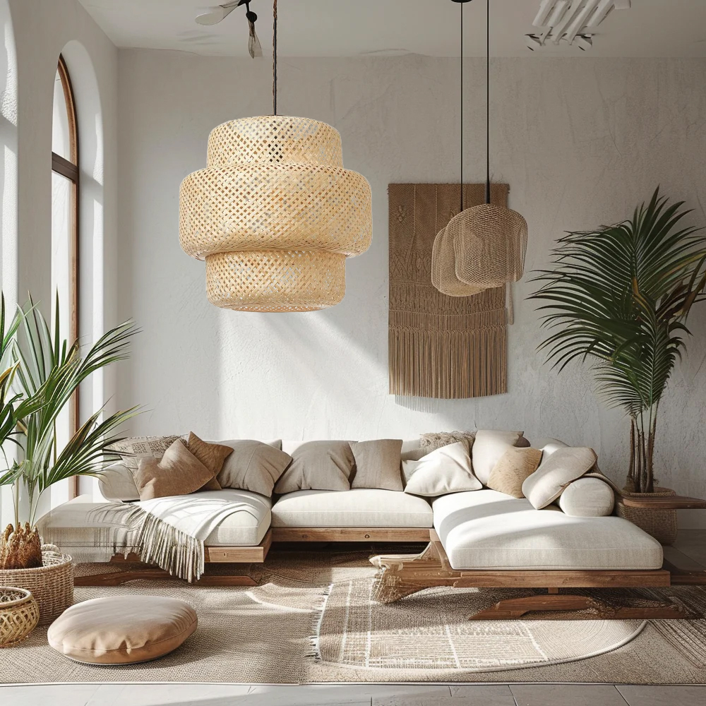 Handmade Sophisticated Bamboo Pendant Lamp Coastal Interior Decor Lighting