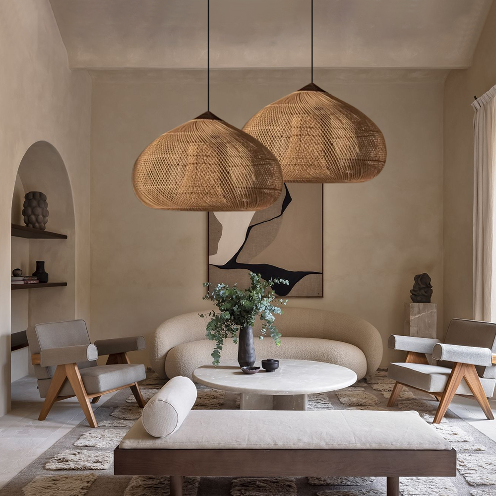 Trendy Rattan Pendant Light Wabi-sabi Style Retro Southeast Asian Chandelier