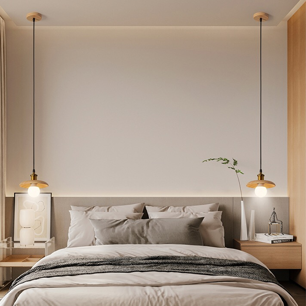 Japanese Kitchen Island Walnut Pendant Light B&B Bedroom Bedside Small Solid Wood Chandelier