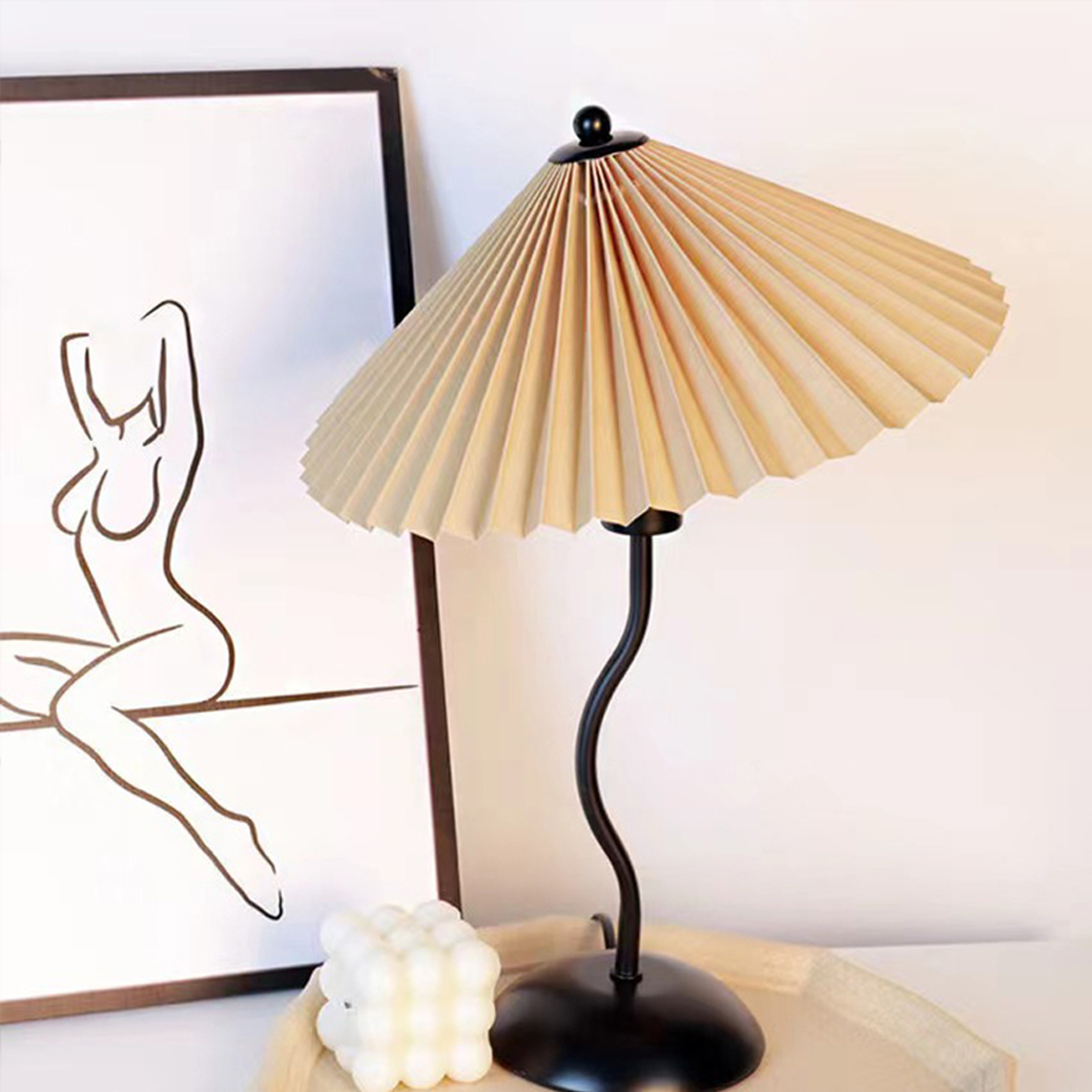 Nordic Simple Fabric Table Lamp Household Pleated Night Light