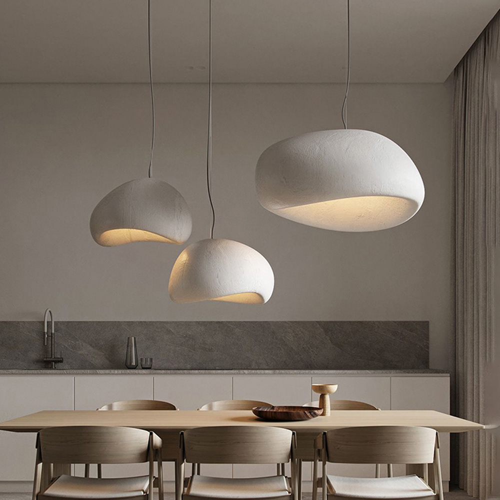Japandi Handmade Oval Resin Chandelier Nordic Living Room Lamp
