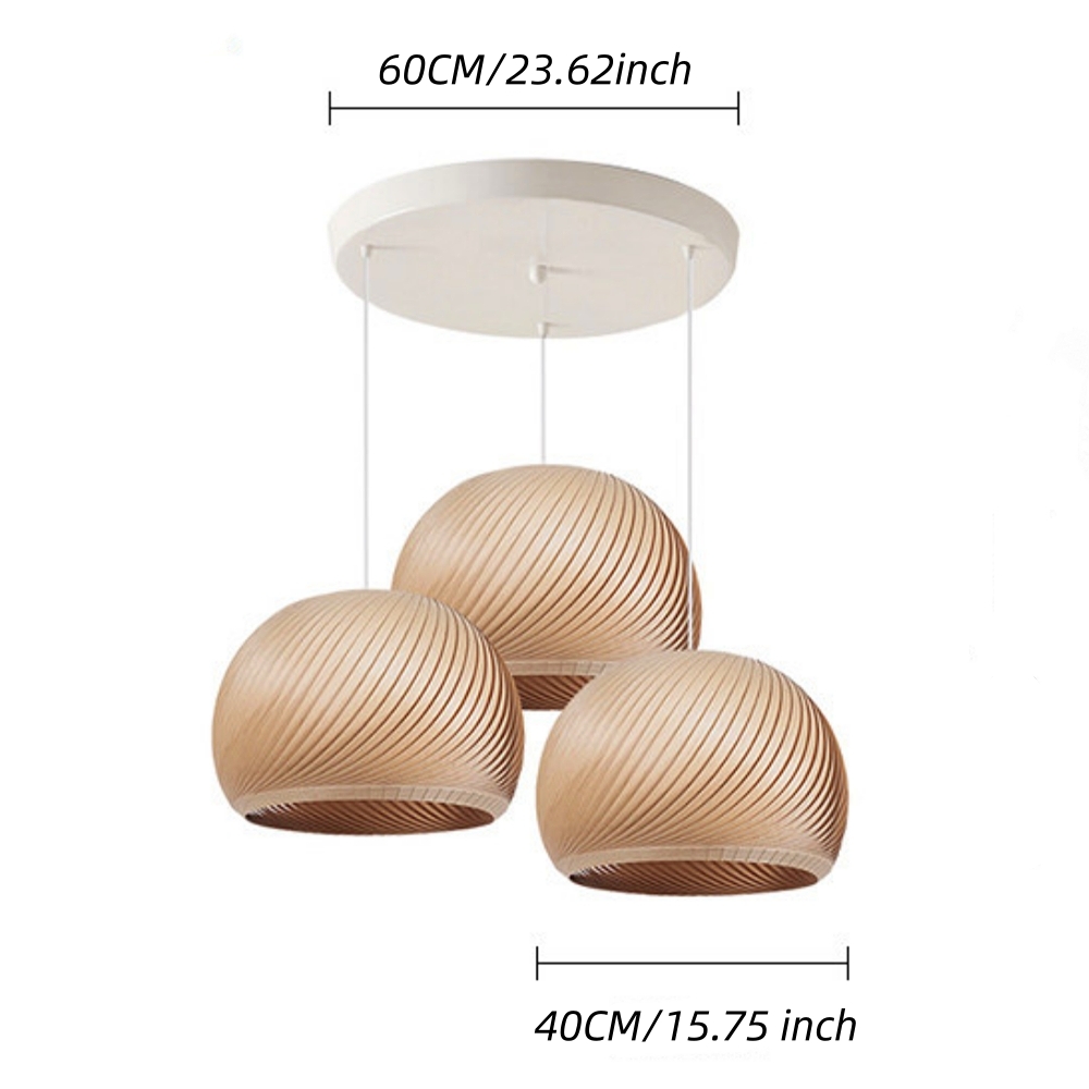 Spiral Wood Veneer Dome Pendant Light