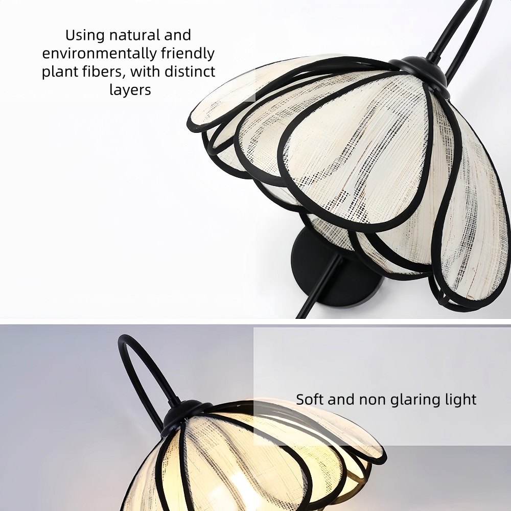 Japanese Wabi Sabi Style Rattan Woven Petal Wall Lamp