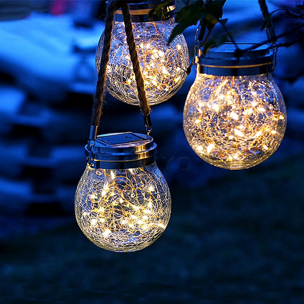 Solar Outdoor Waterproof Cracked gGass Hanging Lamp