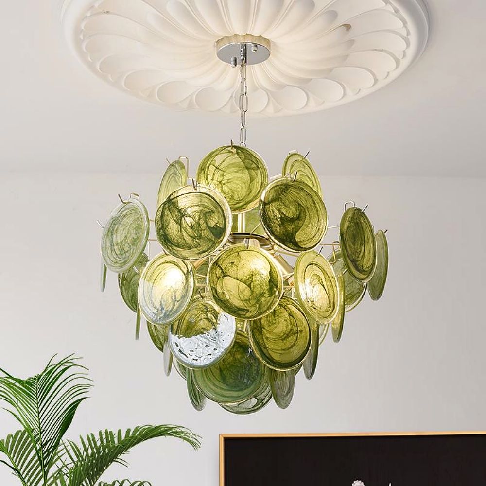 Italian Style Vintage Colored Multi-Layer Handmade Glass Pendant Light
