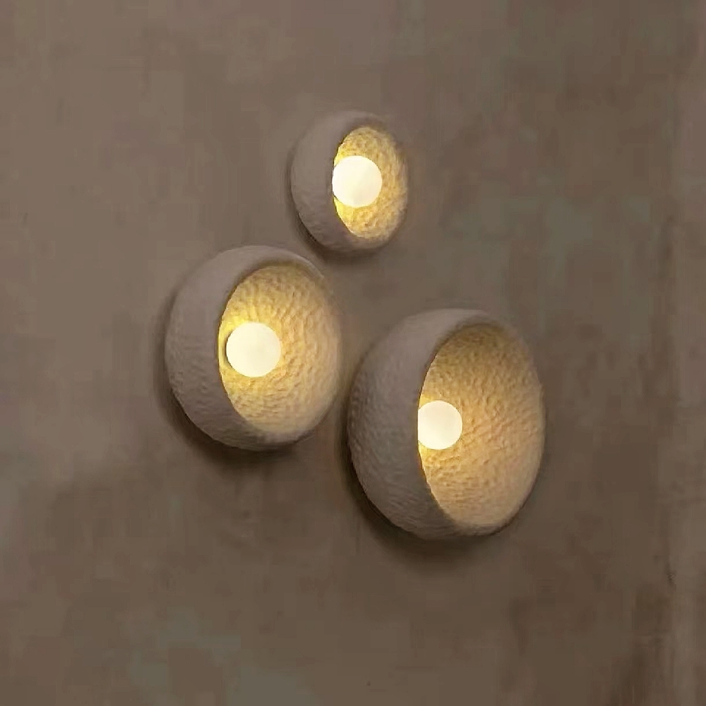 Wabi Sabi Style Retro White Resin Frosted Texture Wall Lamp