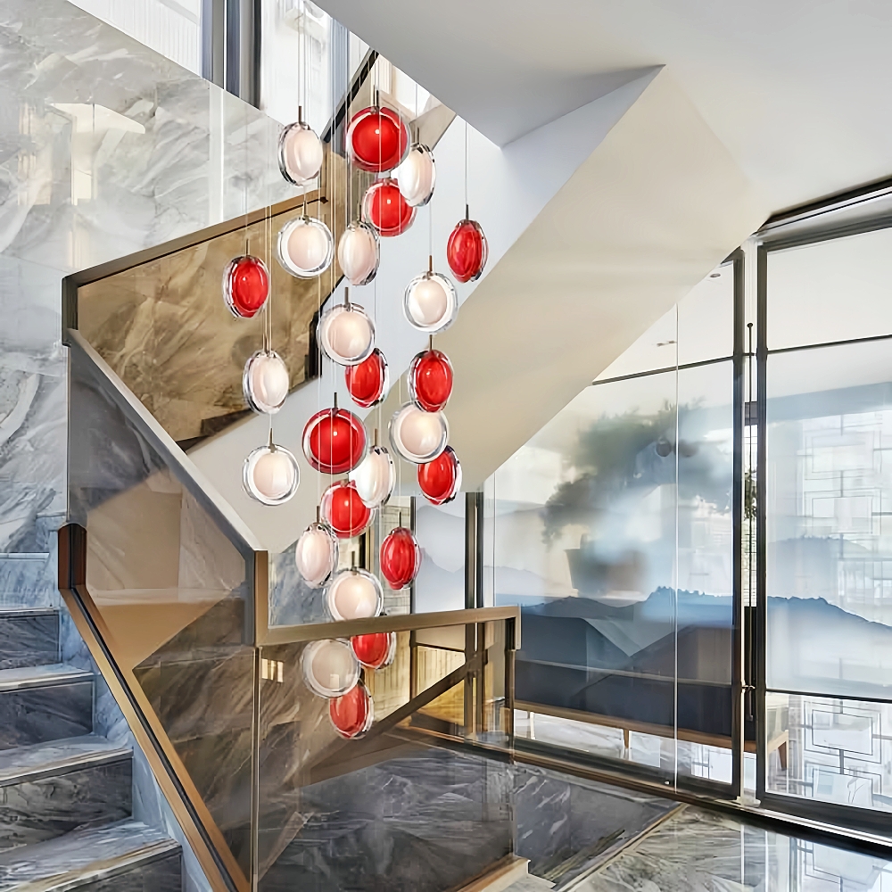 Modern Minimalist Restaurant Bar Counter Staircase Single Head Glass Chandelier