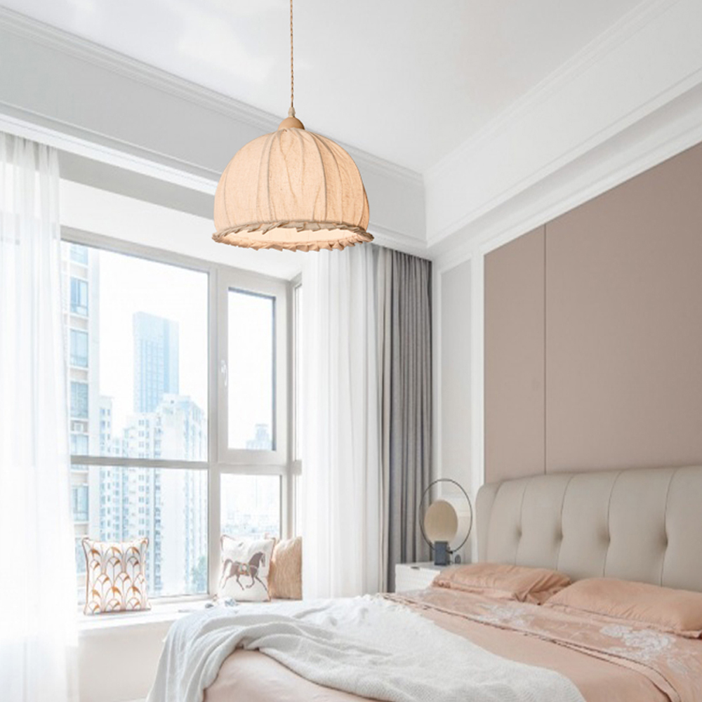 Minimalist Cotton Linen Fabric Chandelier Japanese-style Retro Pendant Light