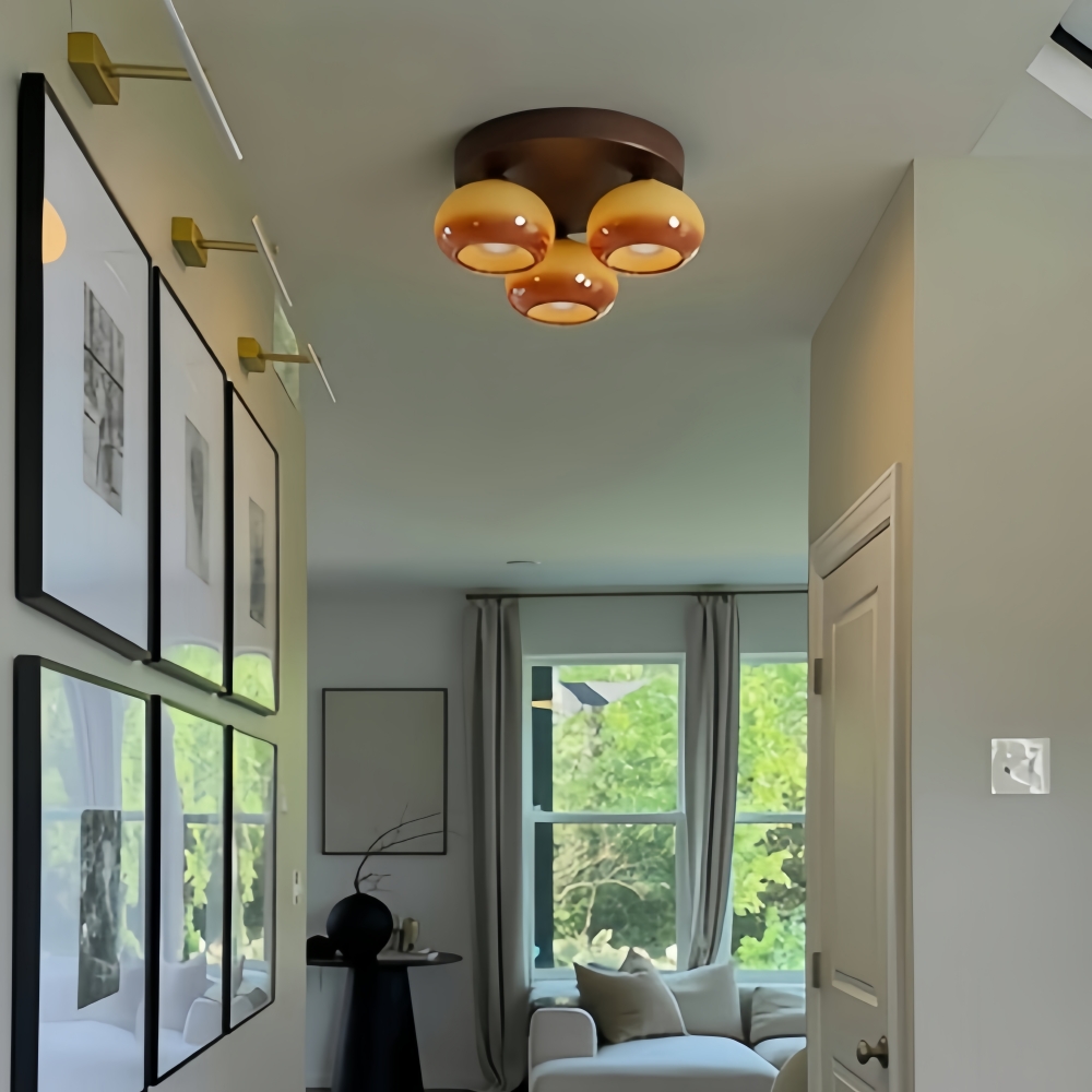 Mirad Retro Persimmon Glass Ceiling Light Bedroom Living Room