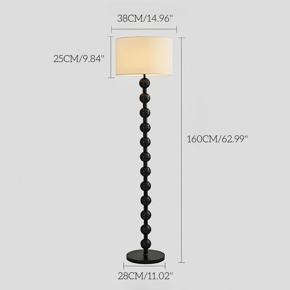 Retro White Wax Wood Fabric Lampshade Bedroom Floor Lamp