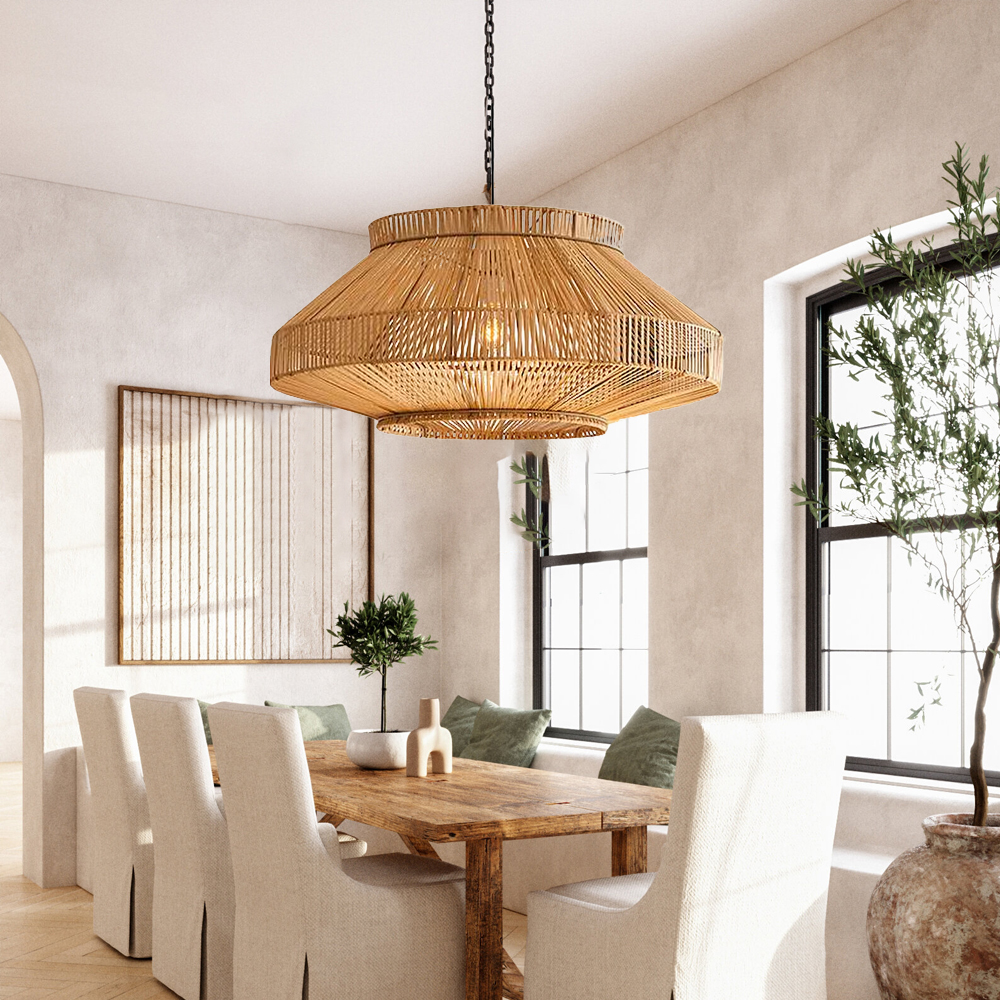 Southeast Asia Extra Large Retro Rattan Chandelier For Homestay