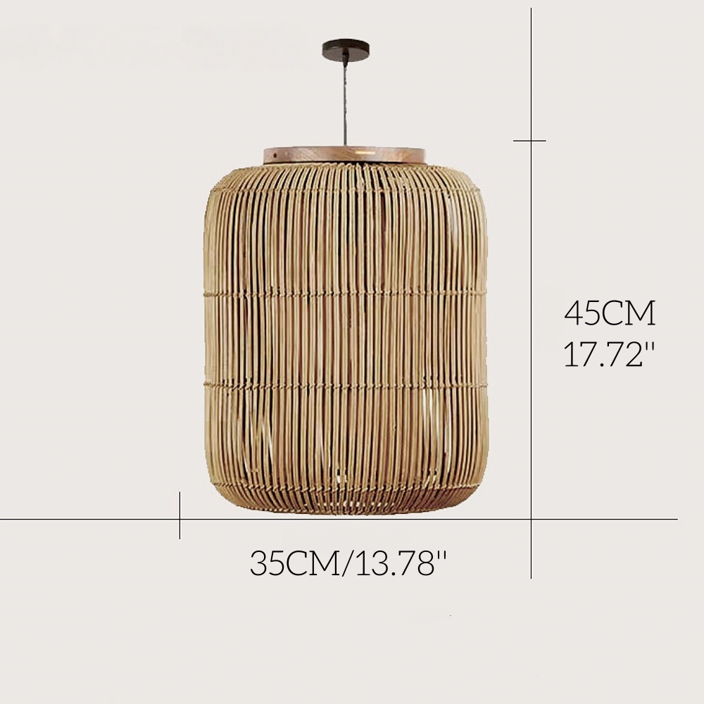 Retro Style Capsule Shaped Rattan Pendant Light Dining Living Room