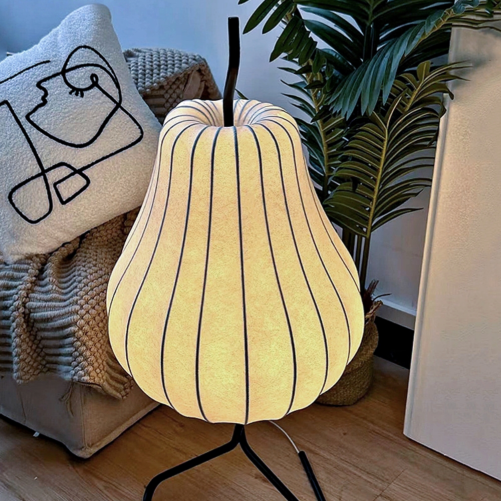 Modern Style Pear Shaped Silk Floor Lamp Creative Living Room Lighting Decoration