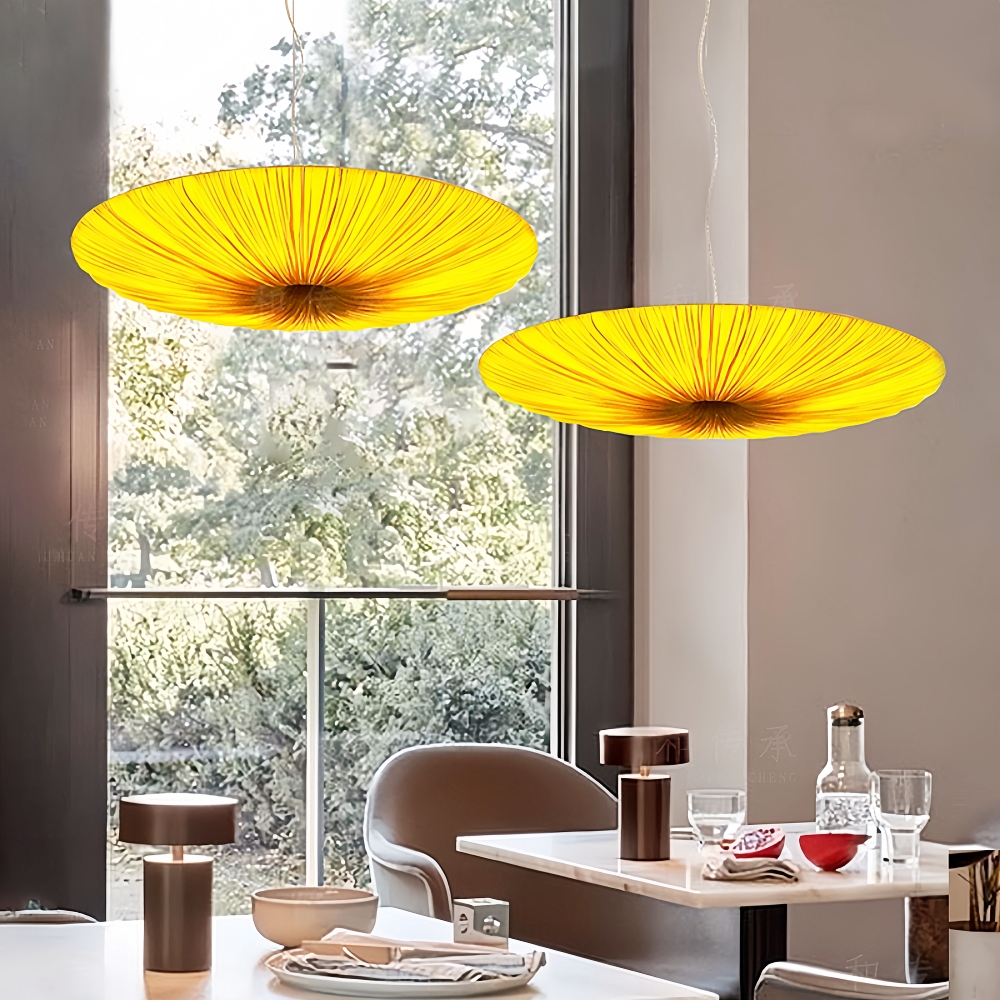 Japanese-Style Creative Fabric Ceiling Lamp - Disc-Shaped Pendant Lamp