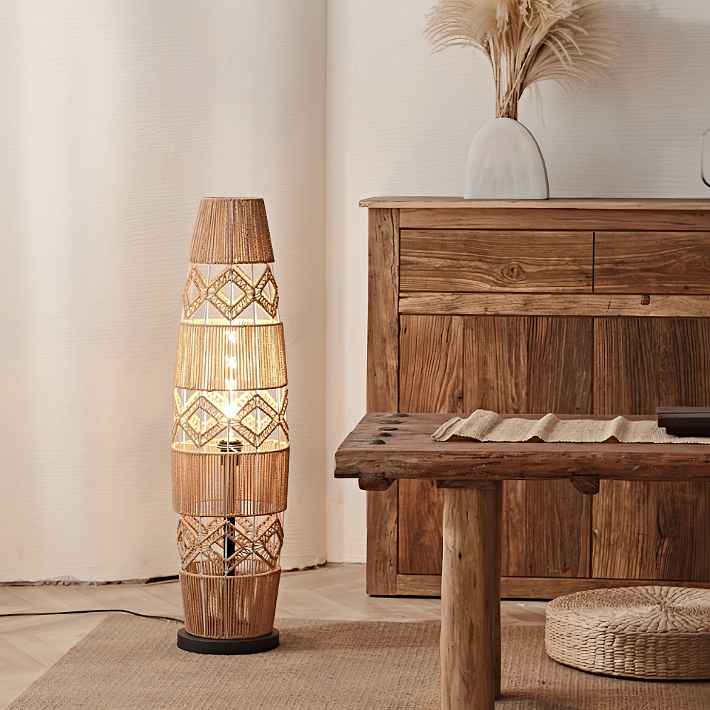 Wabi Sabi Style Handmade Woven Rope Woven Floor Lamp