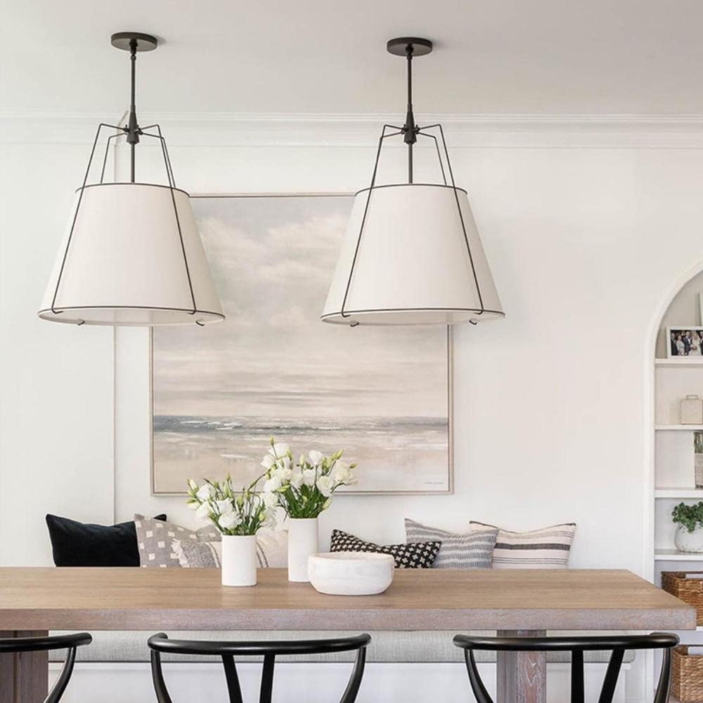 Vintage Living Room Fabric Chandelier Simple Dining Room Pendant Light