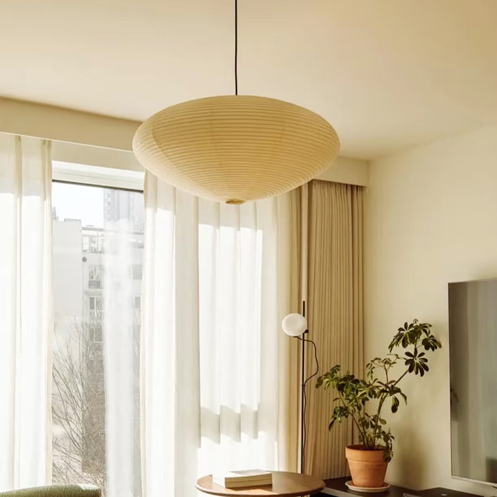 Japanese Wabi-Sabi Style Origami Disc-Shaped Pendant Light – Babodecor