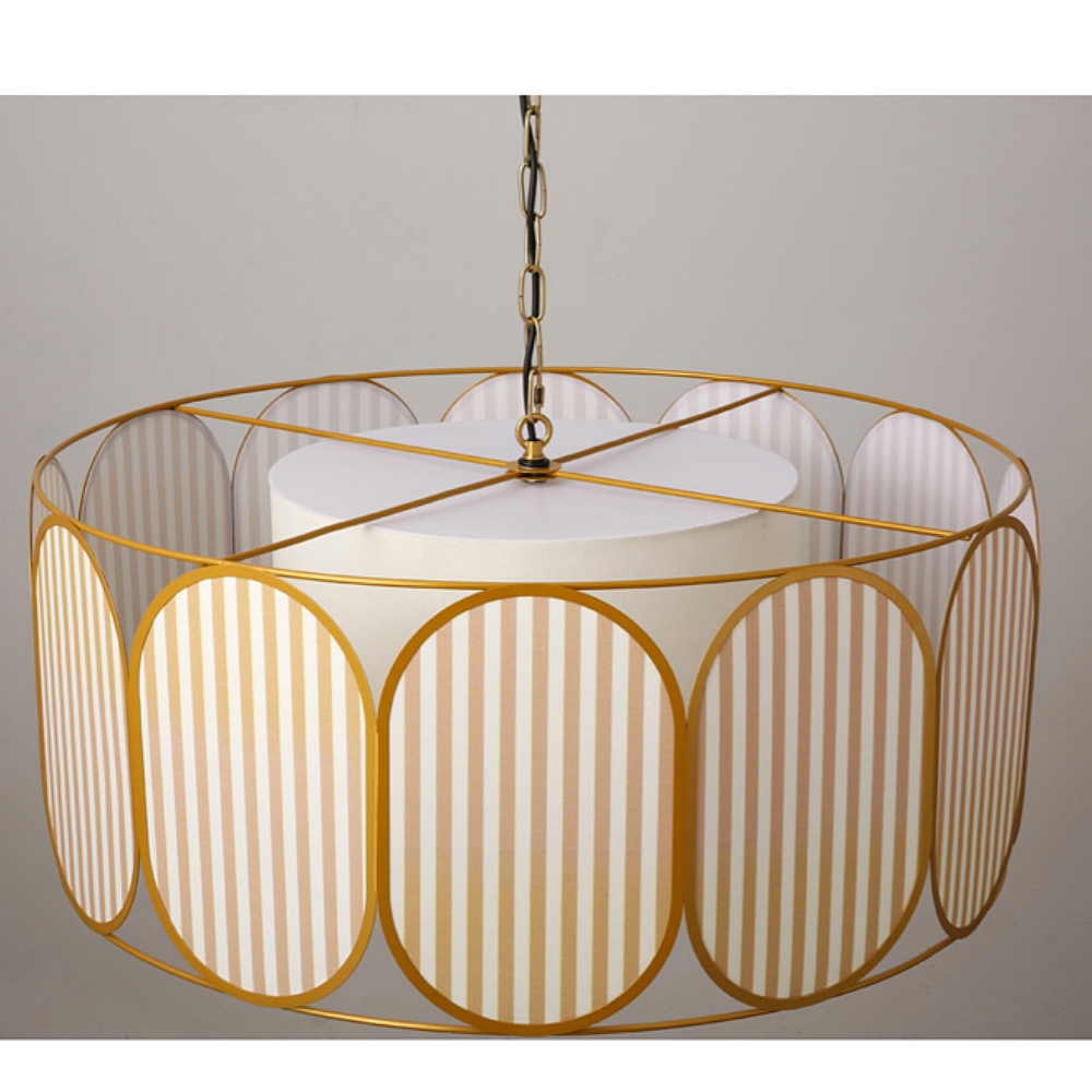 French Vintage Floral Fabric Pendant Light