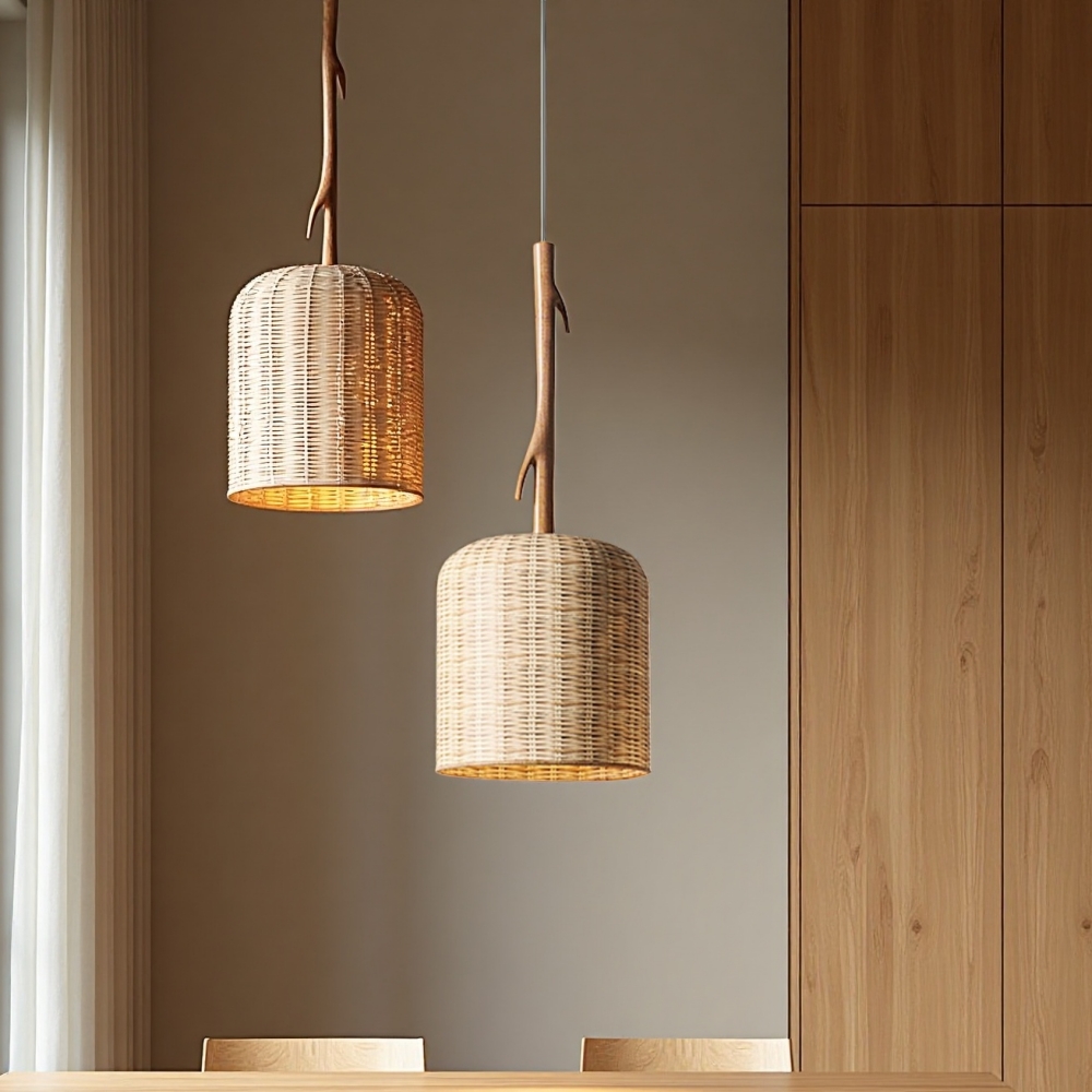 Wabi-Sabi Style Rattan Woven Combination Pendant Light