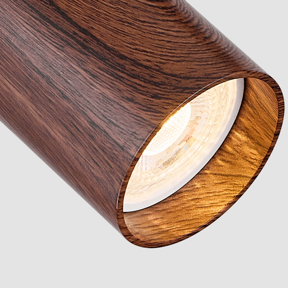 Modern Style Open-Mounted Adjustable Angle Wood Grain Track Spotlight