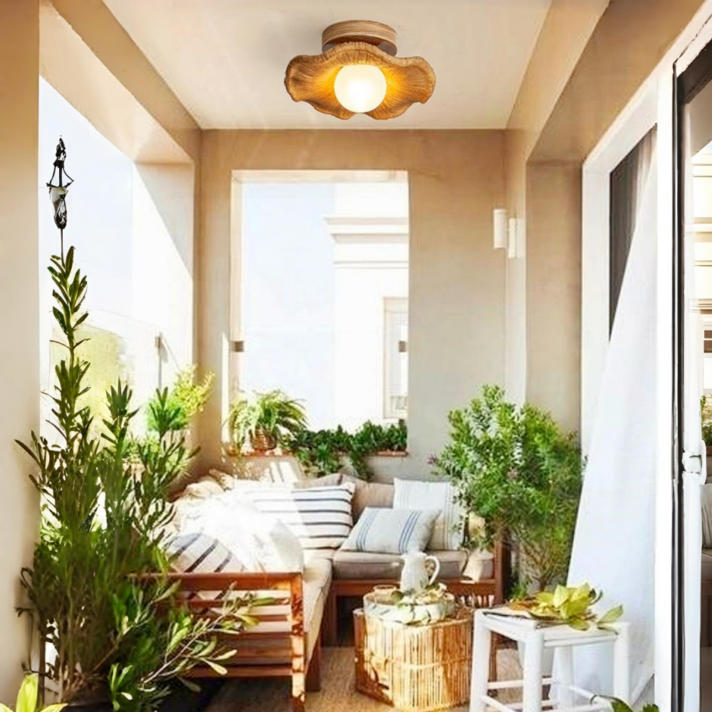 Retro Art Resin Ruffle Brown Ceiling Light