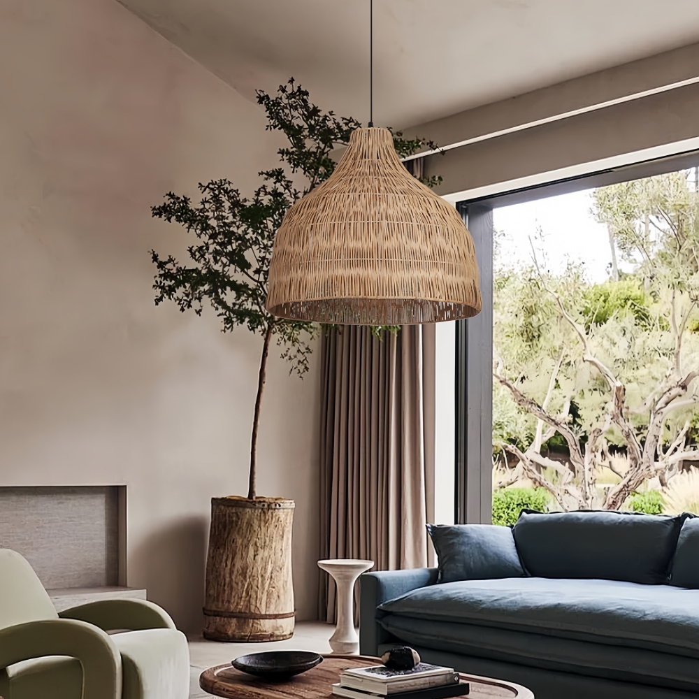 Japanese Retro Rattan Pendant Light Rustic Pastoral Charm
