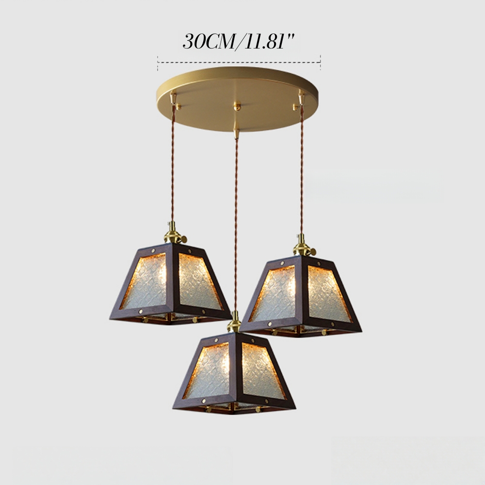 Vintage Etched Glass Pendant Lamp Cozy Bedroom Bedside Lighting