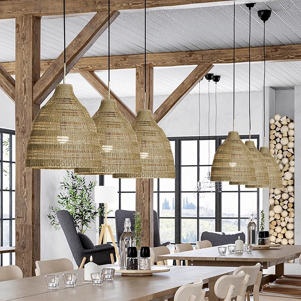 Handwoven Natural Water Hyacinth Pendant Lamp