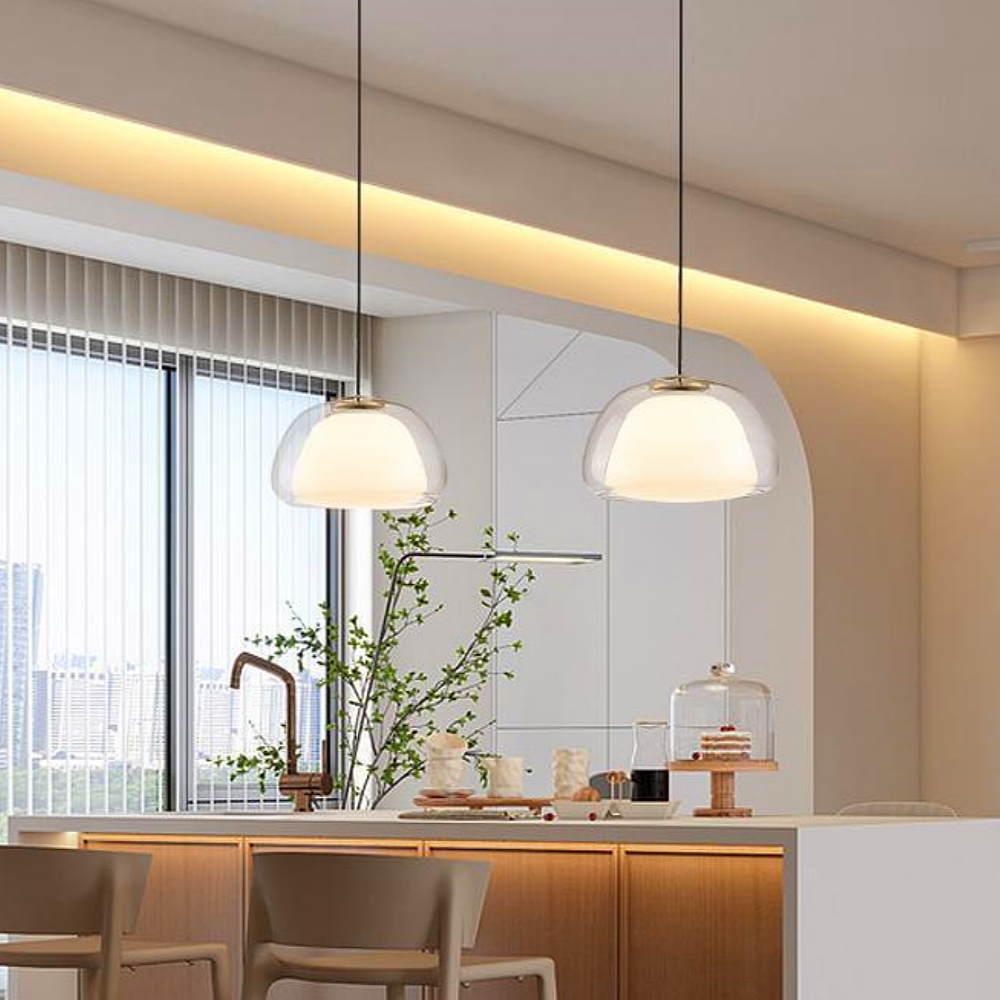 Modern Organic Glass Dome Pendant Light