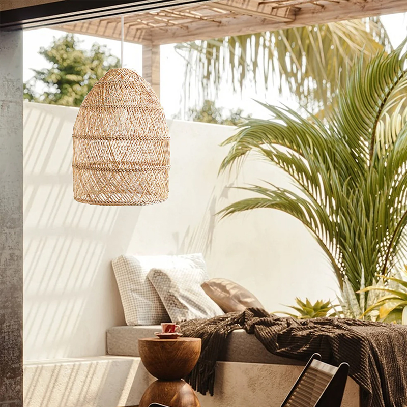 Basket Rattan Woven Lantern Chandelier Pendant Lamp Shade