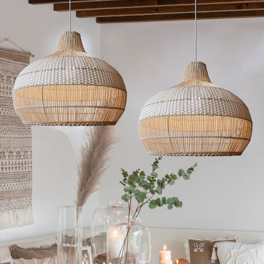 Handwoven Rattan Kitchen Island Pendant Lighting