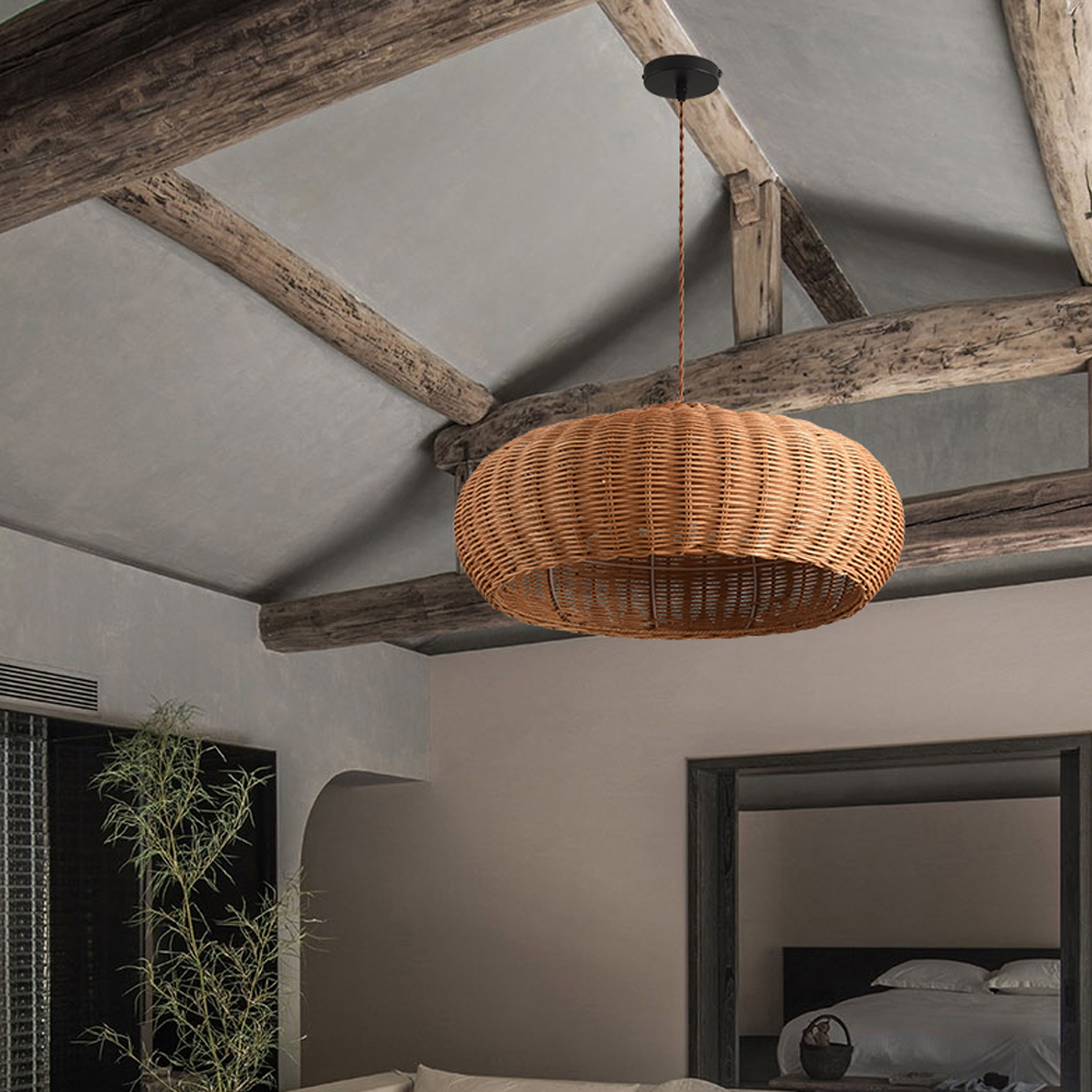Wabi-sabi Rattan Hanging Light Bird's Nest Hand-woven Retro Lampshade