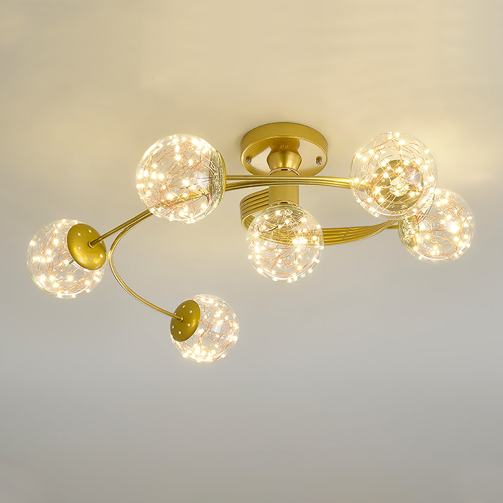 Nordic luxury star string chandelier glass bubble pendant lighting living room glass ball lamps