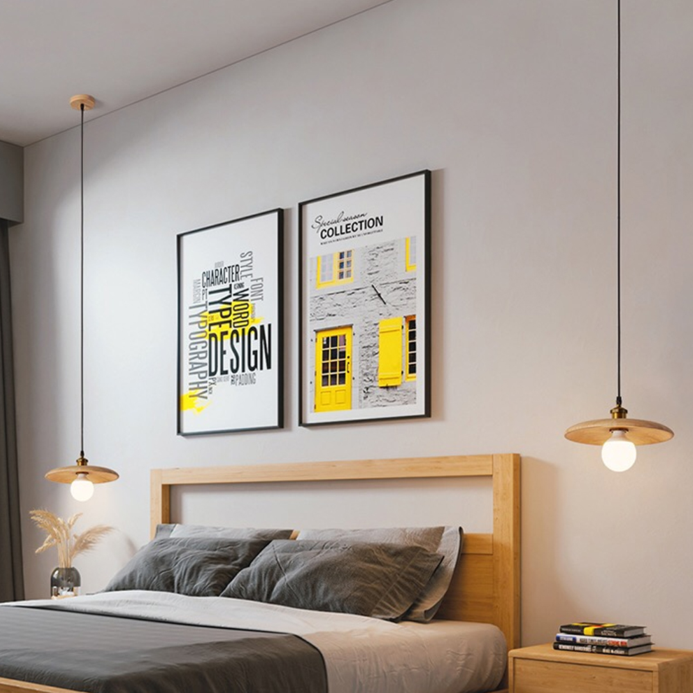 Japanese Kitchen Island Walnut Pendant Light B&B Bedroom Bedside Small Solid Wood Chandelier