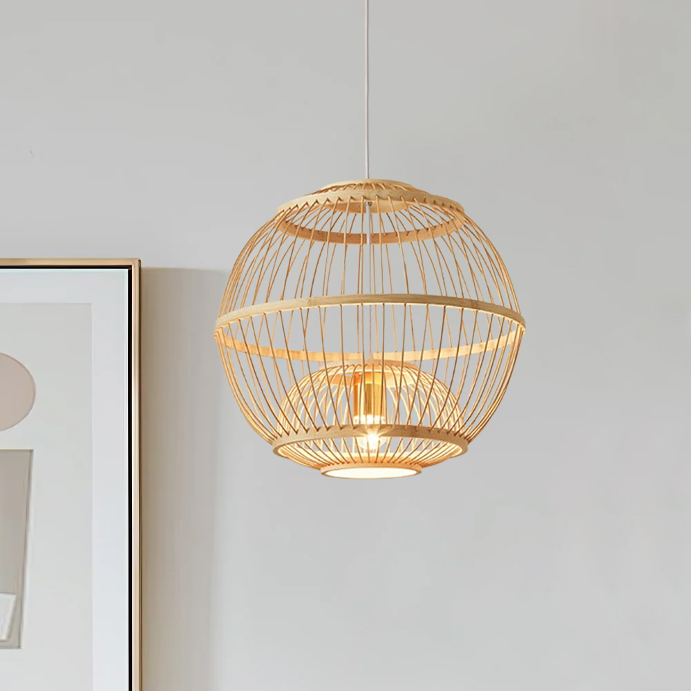 Antique lantern shaped bamboo pendant light for kitchen island