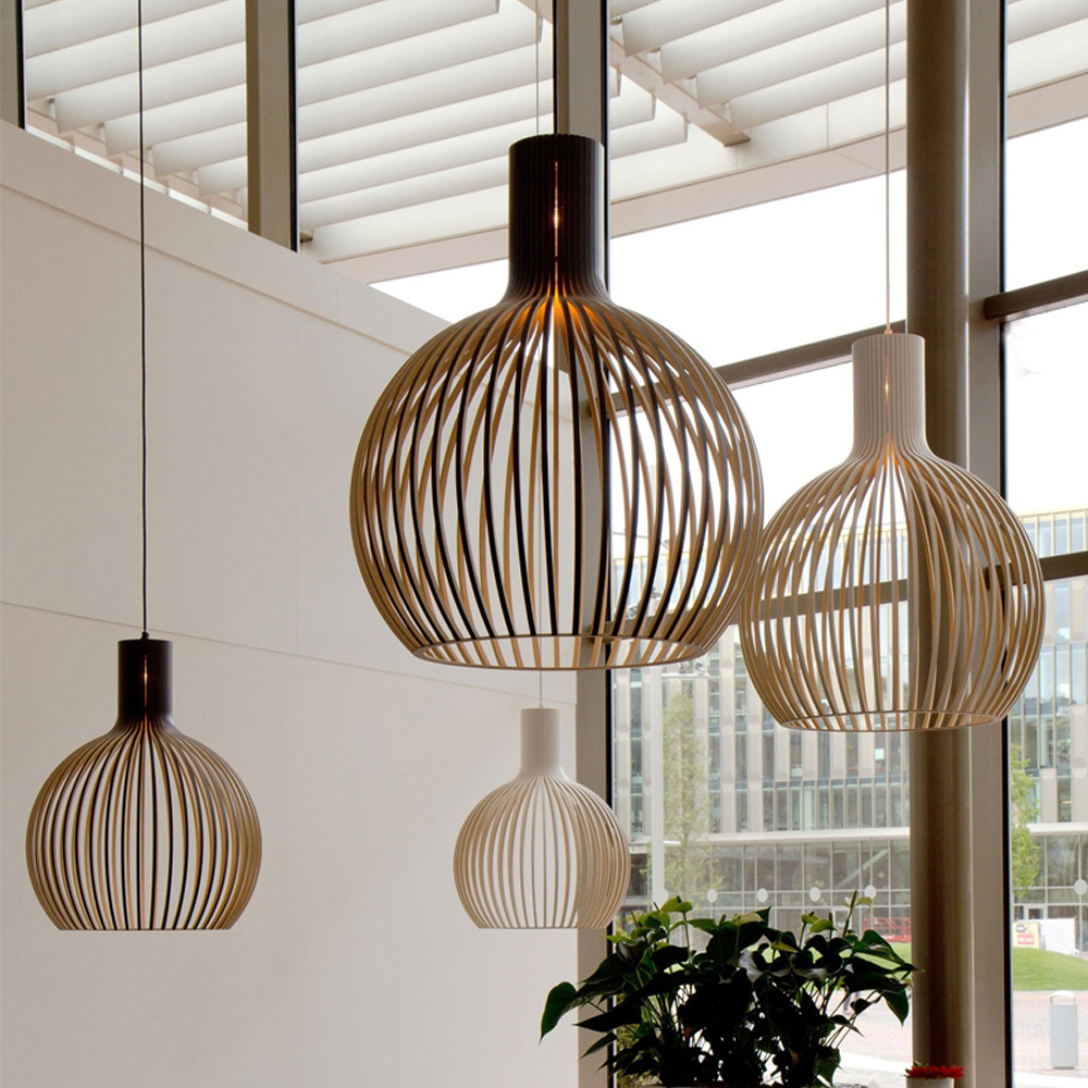 Unique Birdcage Wooden pendant light For Kitchen Island Living room