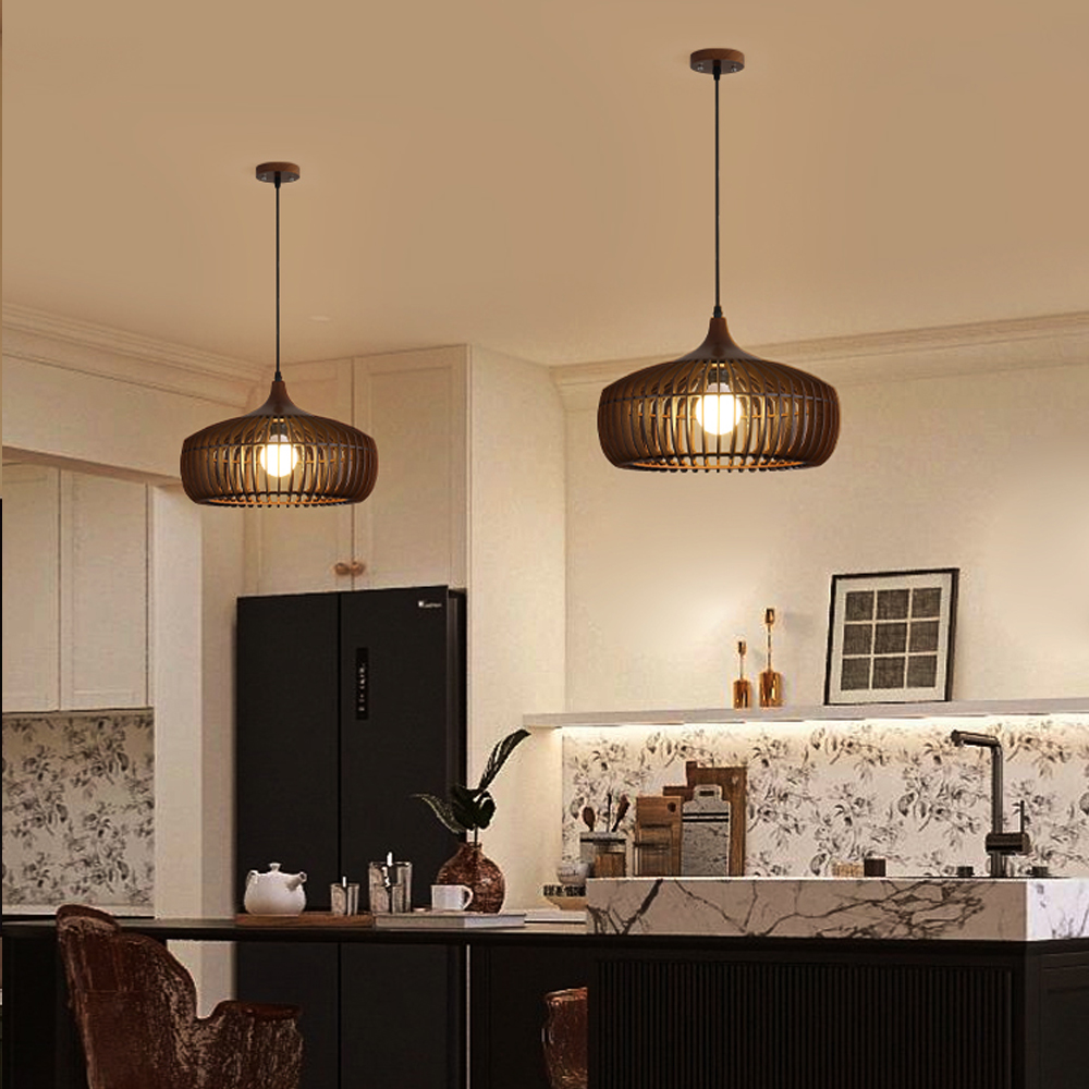 Nordic Wood Art Creative Living Room Pendant