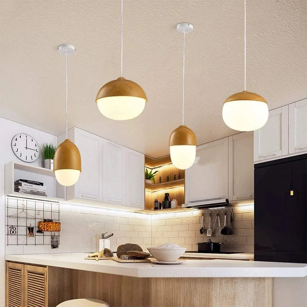 Creative imitation wood grain nut glass chandelier