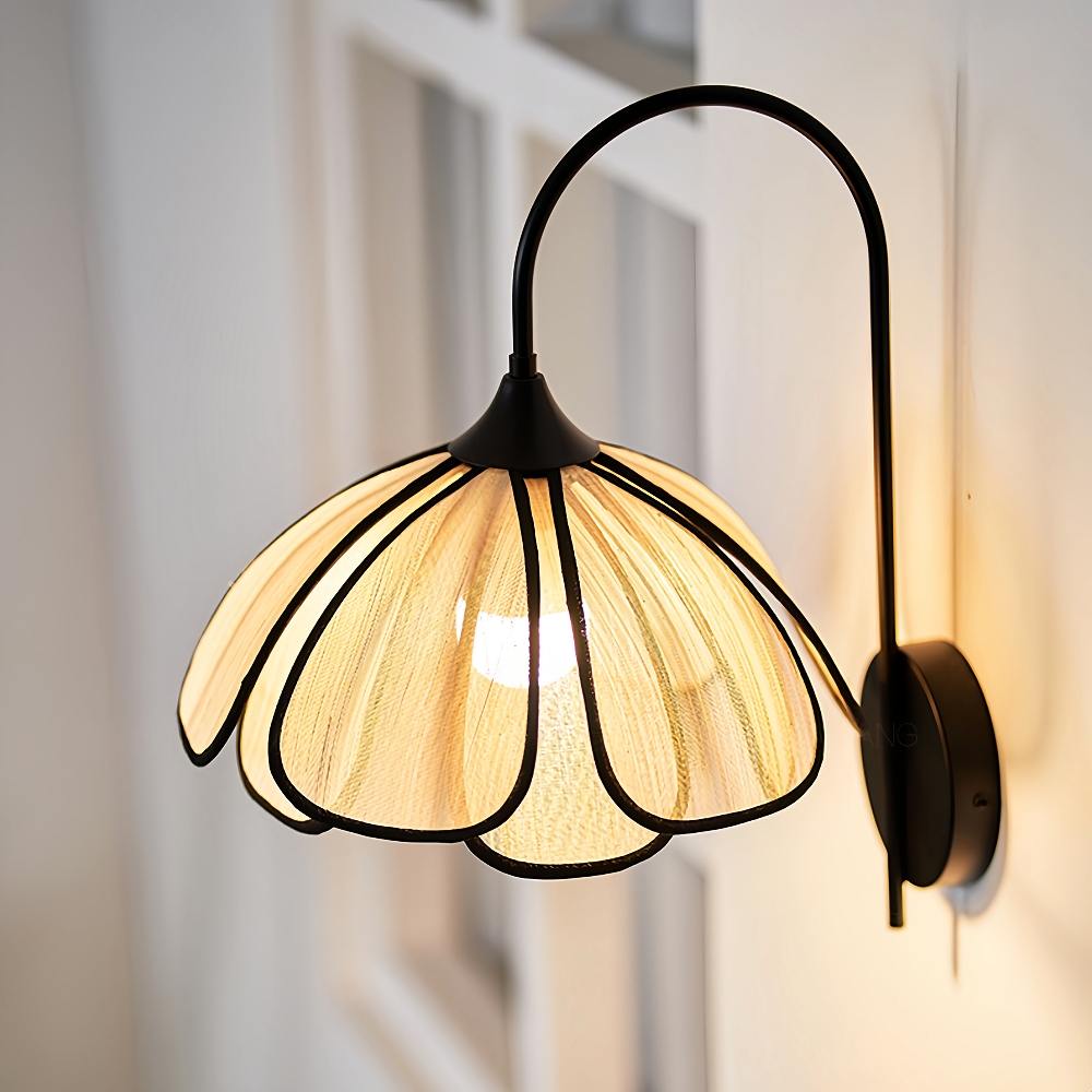 Japanese Wabi Sabi Style Rattan Woven Petal Wall Lamp