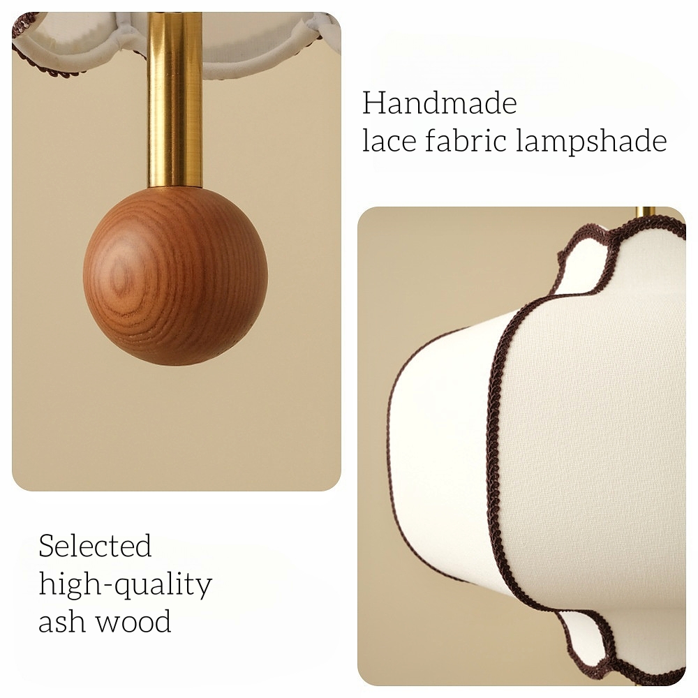 French Retro Style Bedroom Lace Fabric Pendant Light