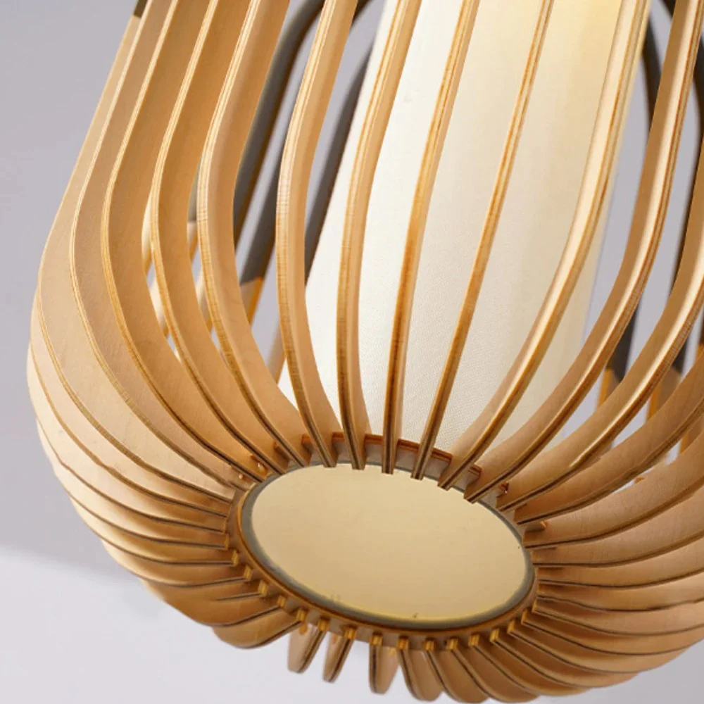 Nordic Wood Textured Dining Room Pendant Light