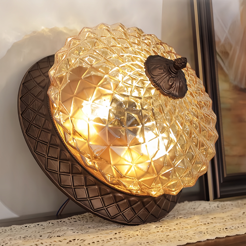 Vintage Entrance Light Corrugated Glass Ceiling Light