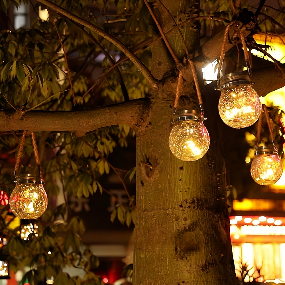 Solar Outdoor Waterproof Cracked gGass Hanging Lamp