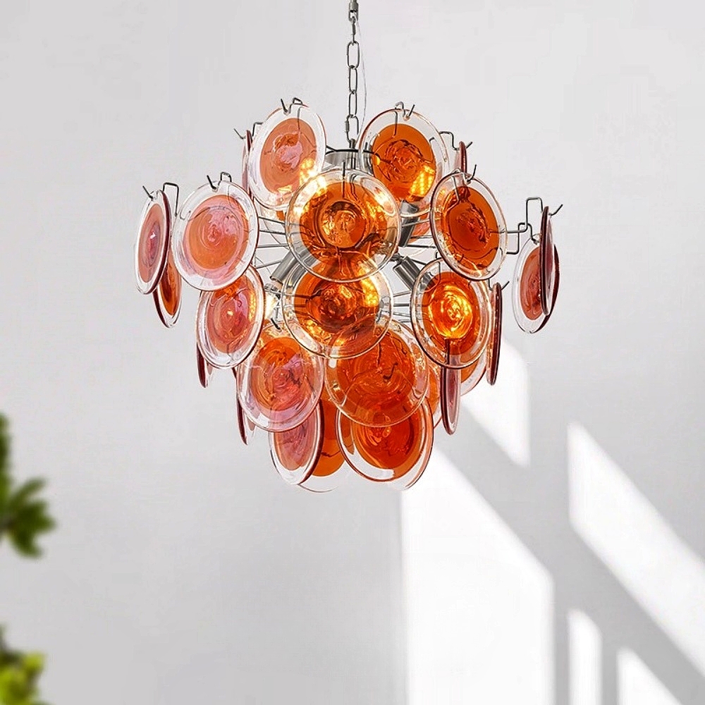 Italian Style Vintage Colored Multi-Layer Handmade Glass Pendant Light